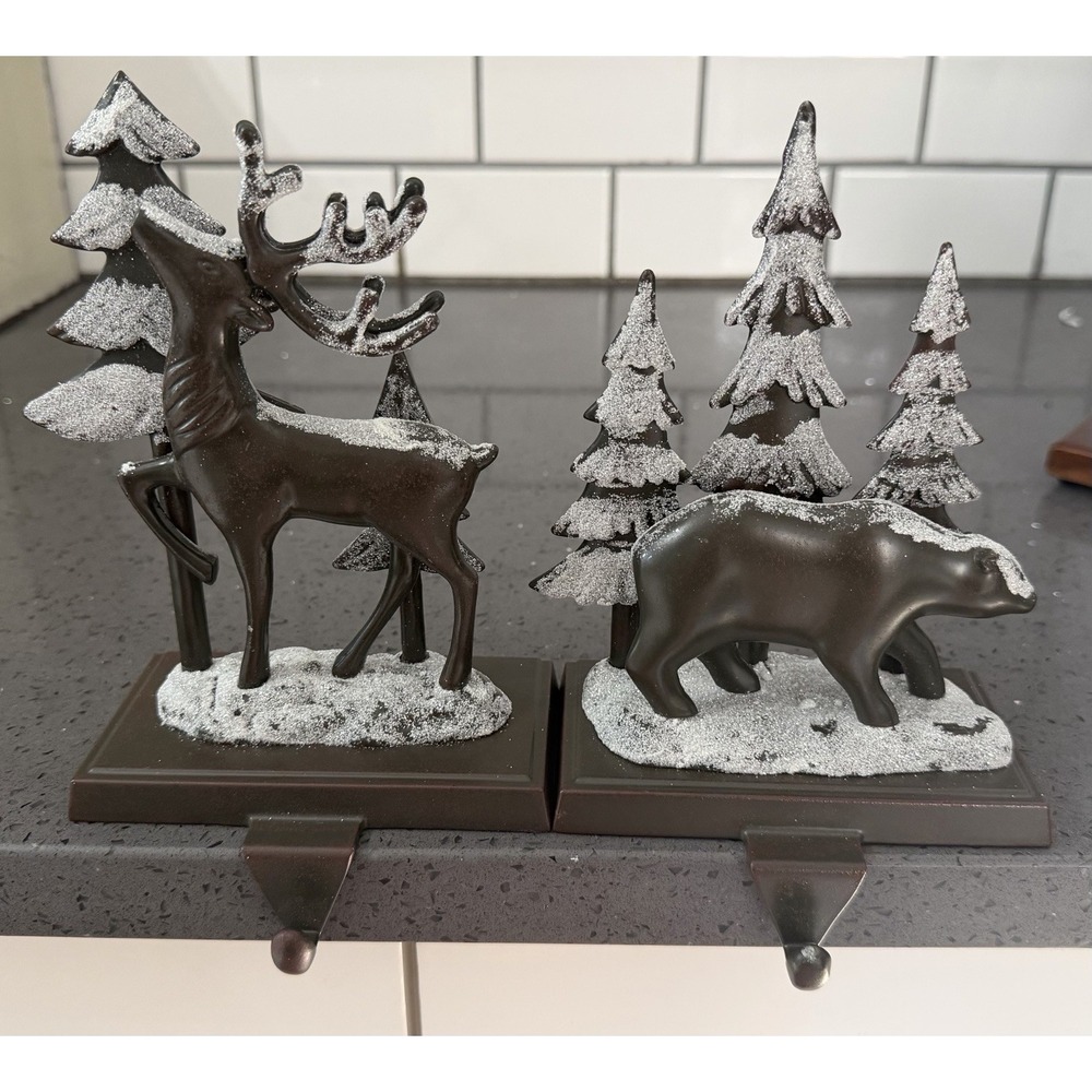 The Christmas Shoppe Glitter Bear Metal Tree Stocking Holder